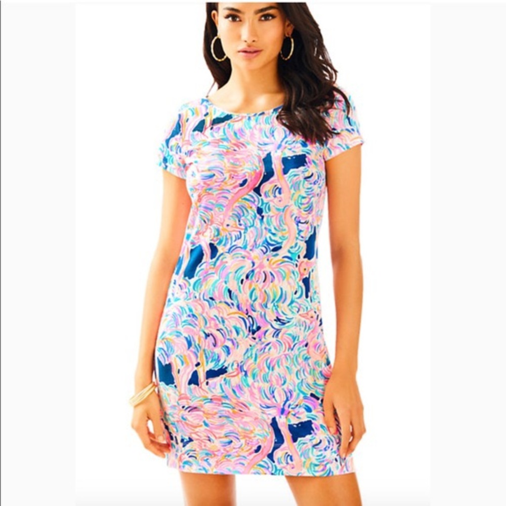 Lilly Pulitzer Multicolor Navy Blue Palm-Print Midi Dress
